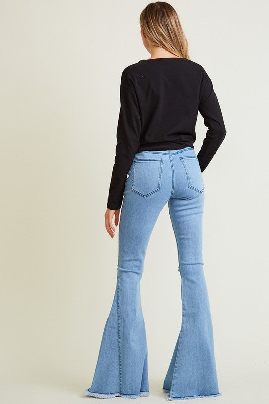 FELIM フェリム　HW BELL BOTTOM DENIM / BLU High Waisted Bell Bottom Jeans for Women Flare Jeans Retro