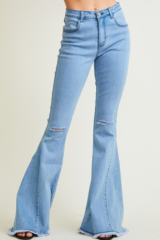 FELIM フェリム　HW BELL BOTTOM DENIM / BLU RYRJJ Women's Bell Bottom Jeans Pull-on High Waisted Bootcut